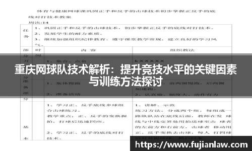 重庆网球队技术解析：提升竞技水平的关键因素与训练方法探讨