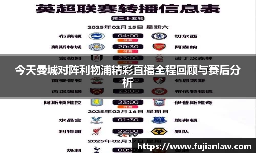 今天曼城对阵利物浦精彩直播全程回顾与赛后分析